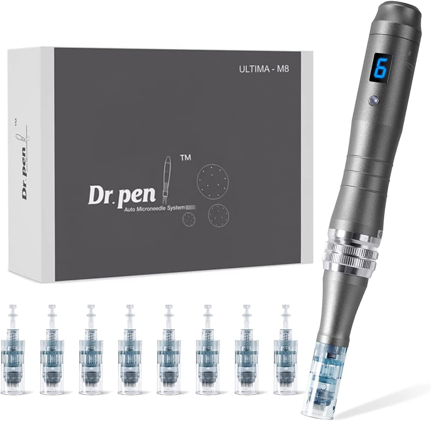 Dr. Pen Ultima M8 Professional Microneedling Pen, Wireless Derma Pen, Adjustable Microneedle Dermapen for Face and Body, Include 8 Cartridges-16pins x2 + 36pins x2 + 42pins x2 + Nano x 2