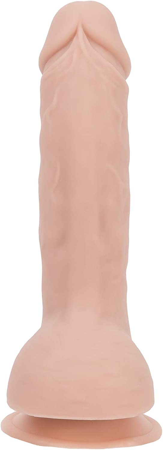 pure love Smooth Silicone Dildo with Suction Cup, Adult Sex Toy, X-Large, Beige, 7.5"