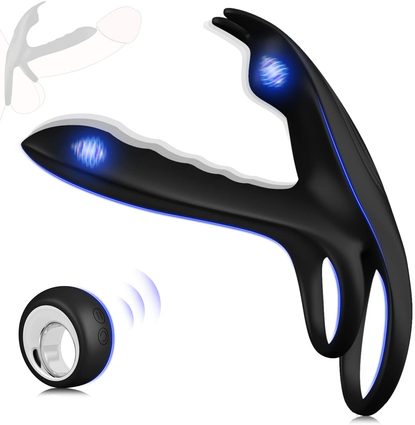 Vibrating Cock Ring, 3 in 1 Silicone Penis Ring with 10 Vibration Modes G-Spot & Clitoral Stimulator, Couple Vibrator Rechargeable Waterproof Adult Sex Toys with Remote Control for Men or Couples Play